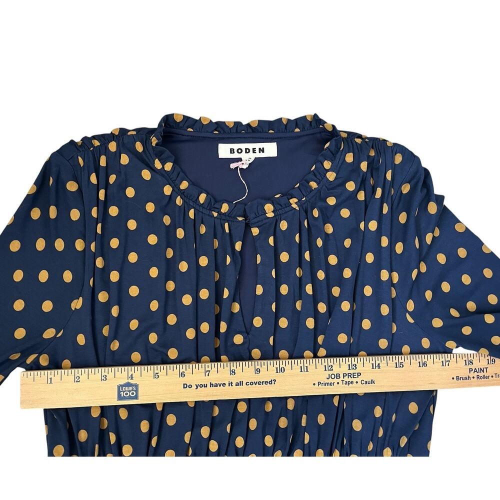 Boden Rosanna Long Sleeve Tea Dress Polka Dot Ruched Pockets Stretchy Modest 12R - Picture 12 of 14